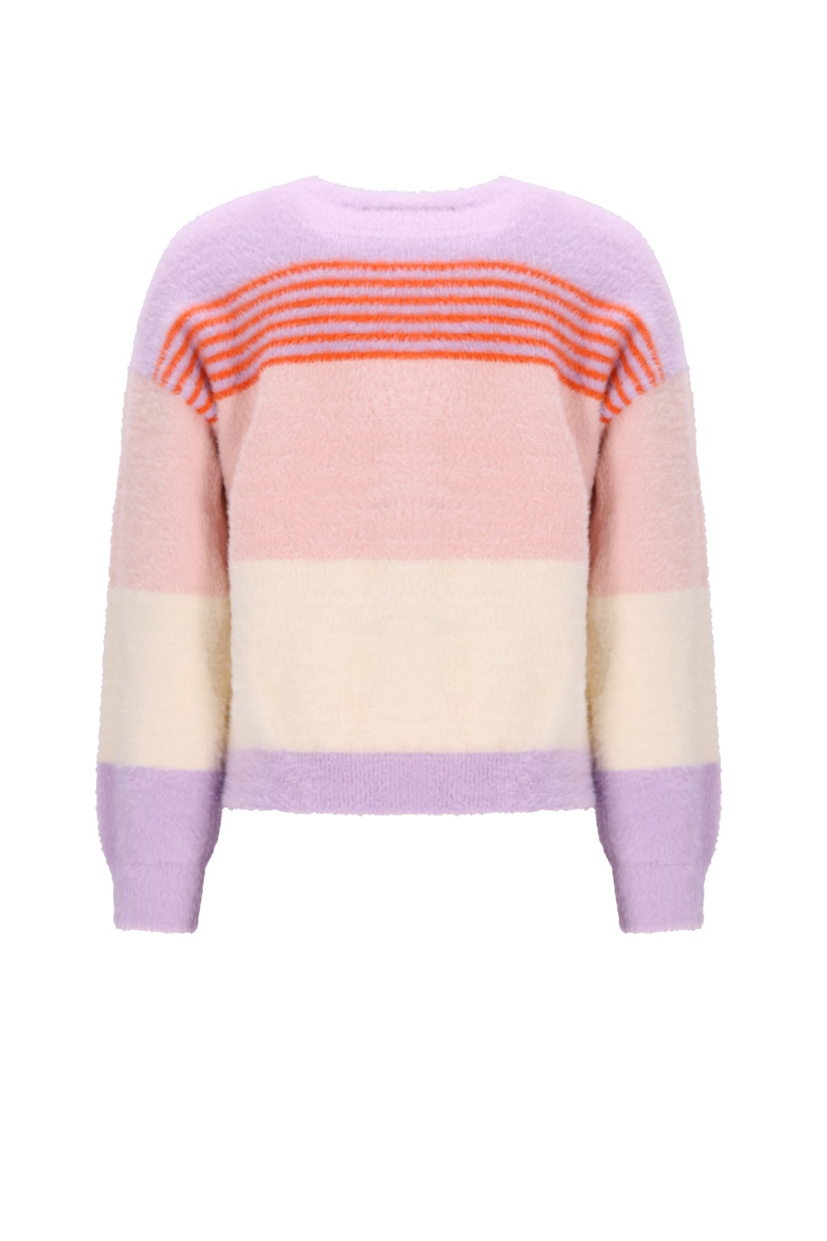 Meisjes Kendra Fluffy Striped Sweater van NoNo in de kleur Lupine Lilac in maat 110-116.