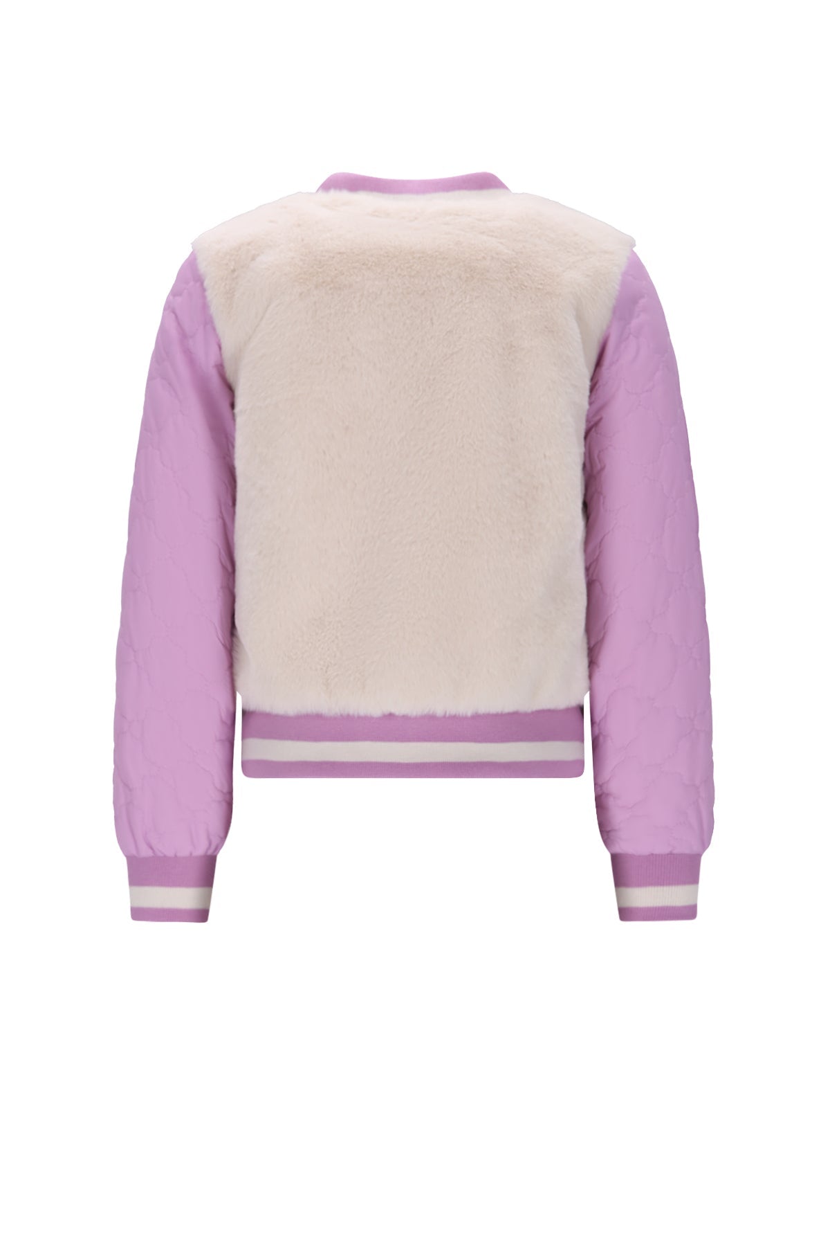 Meisjes Doris Stepped Jacket with Fur van NoNo in de kleur Lupine Lilac in maat 134-140.