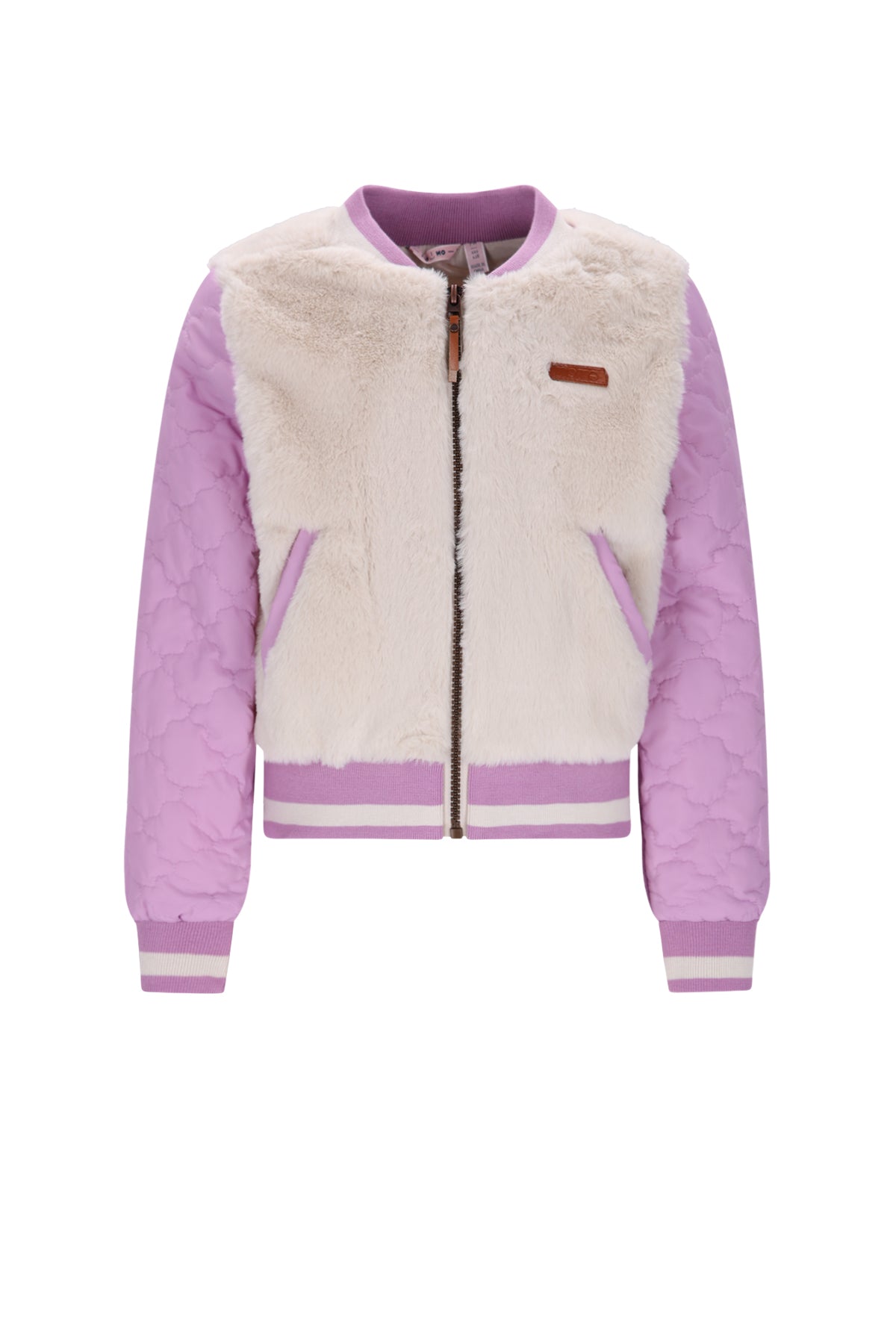Meisjes Doris Stepped Jacket with Fur van NoNo in de kleur Lupine Lilac in maat 134-140.
