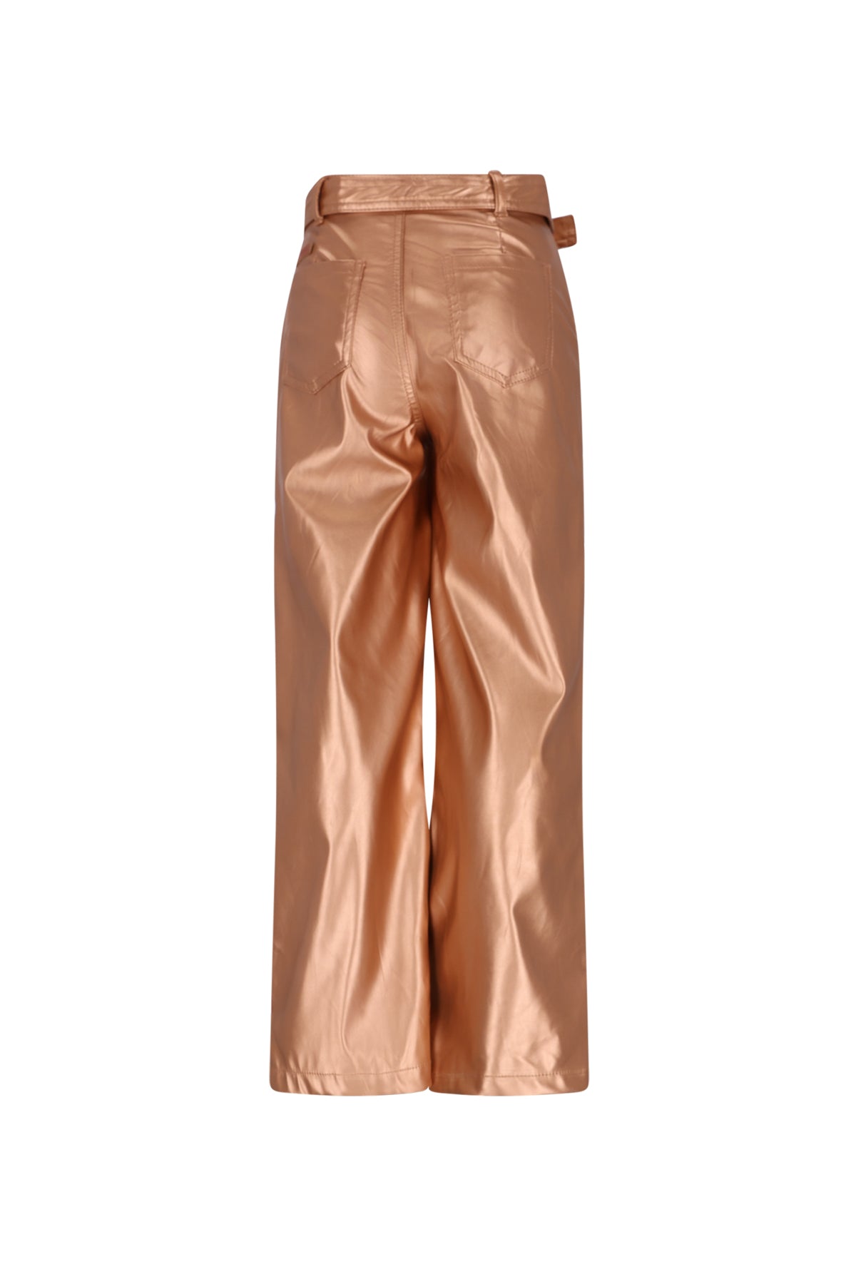 Meisjes Simona PU Fake Leather Wide leg Pants van NoNo in de kleur Taupe in maat 134-140.