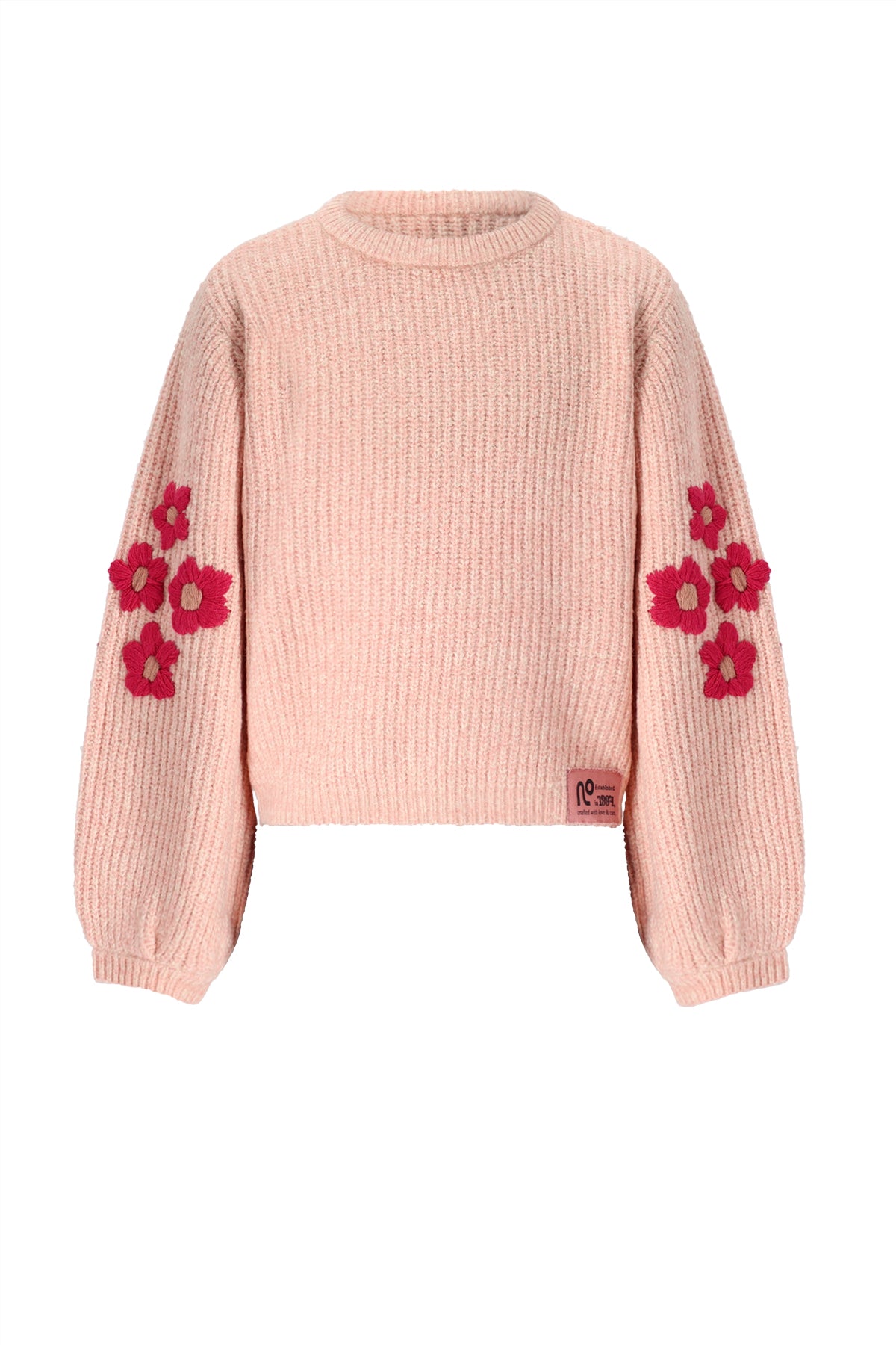 NoNo Kem Melange Knitted Sweater with Flower embro