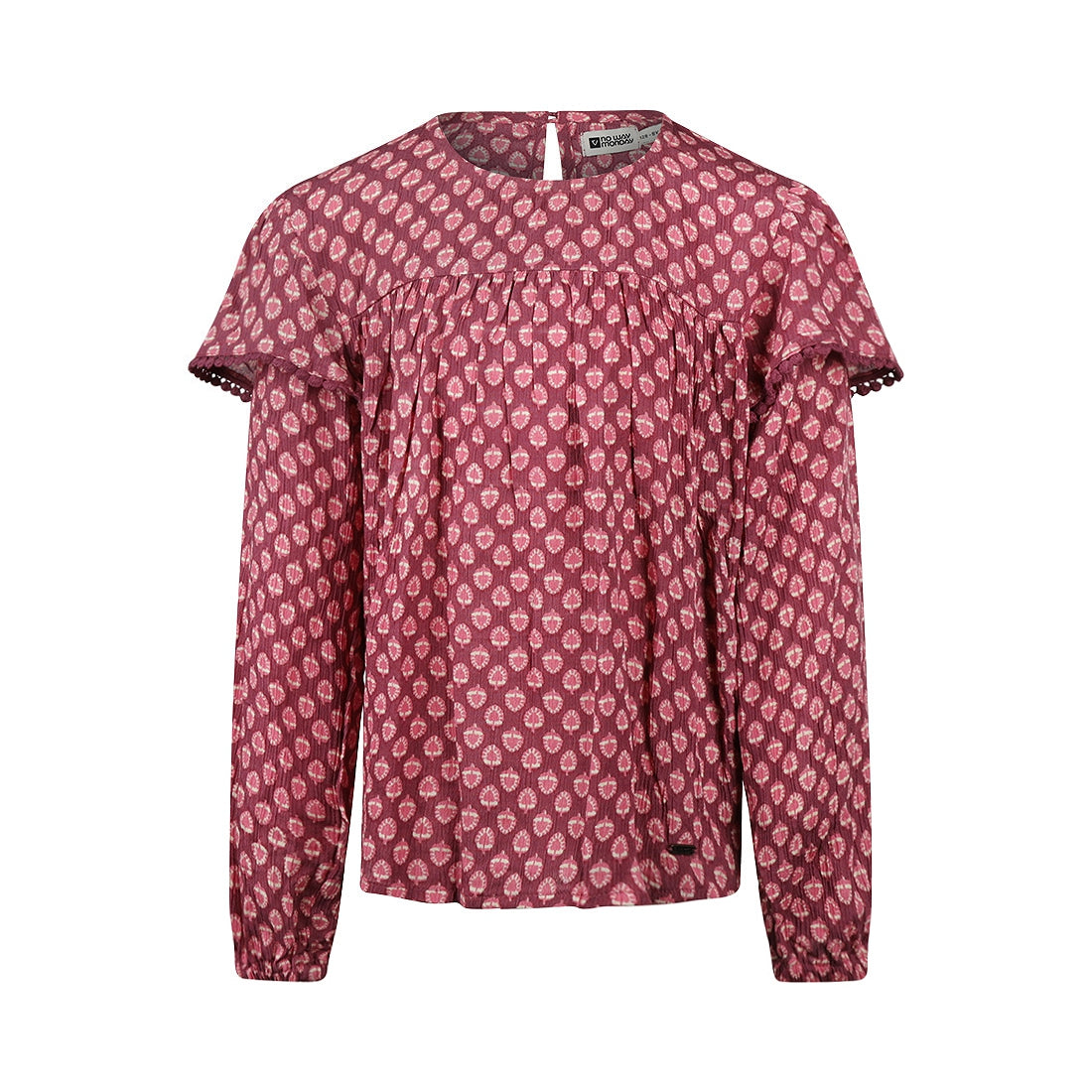 Meisjes Blouse ls van No Way Monday in de kleur Burgundy in maat 164.