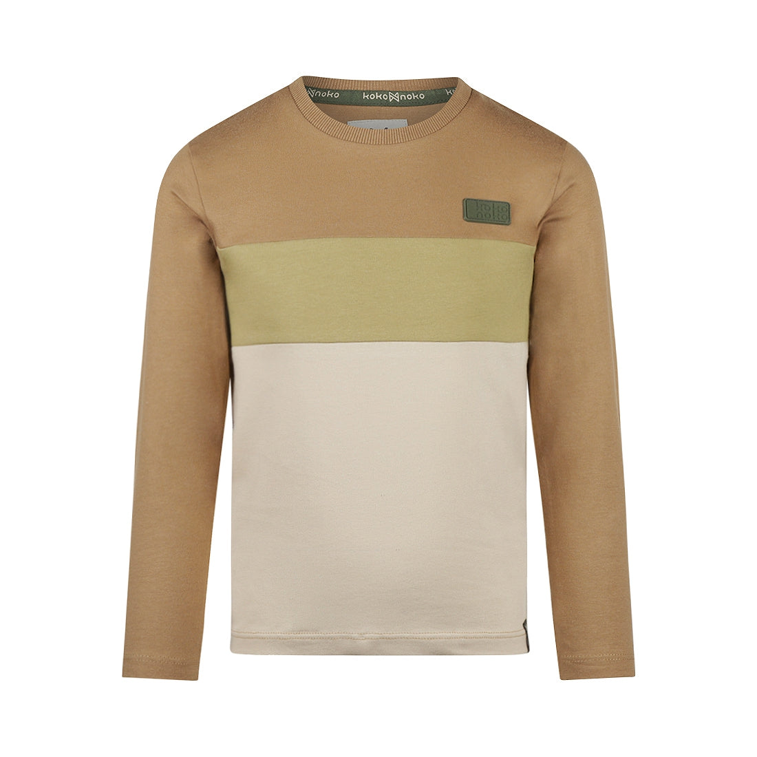 Jongens T-shirt ls van Koko Noko in de kleur Dark sand in maat 128.