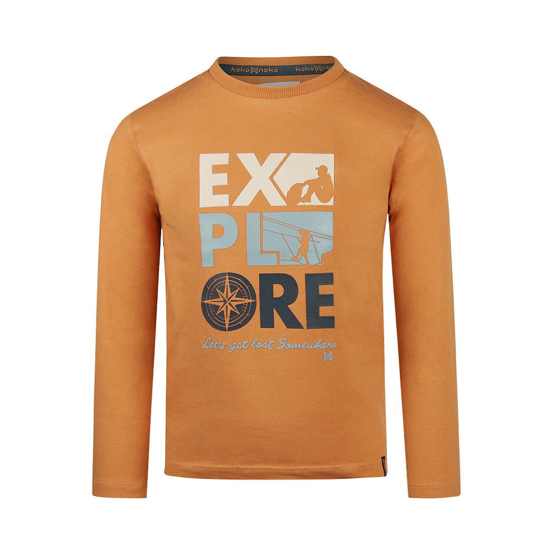 Jongens T-shirt ls van Koko Noko in de kleur Camel in maat 128.