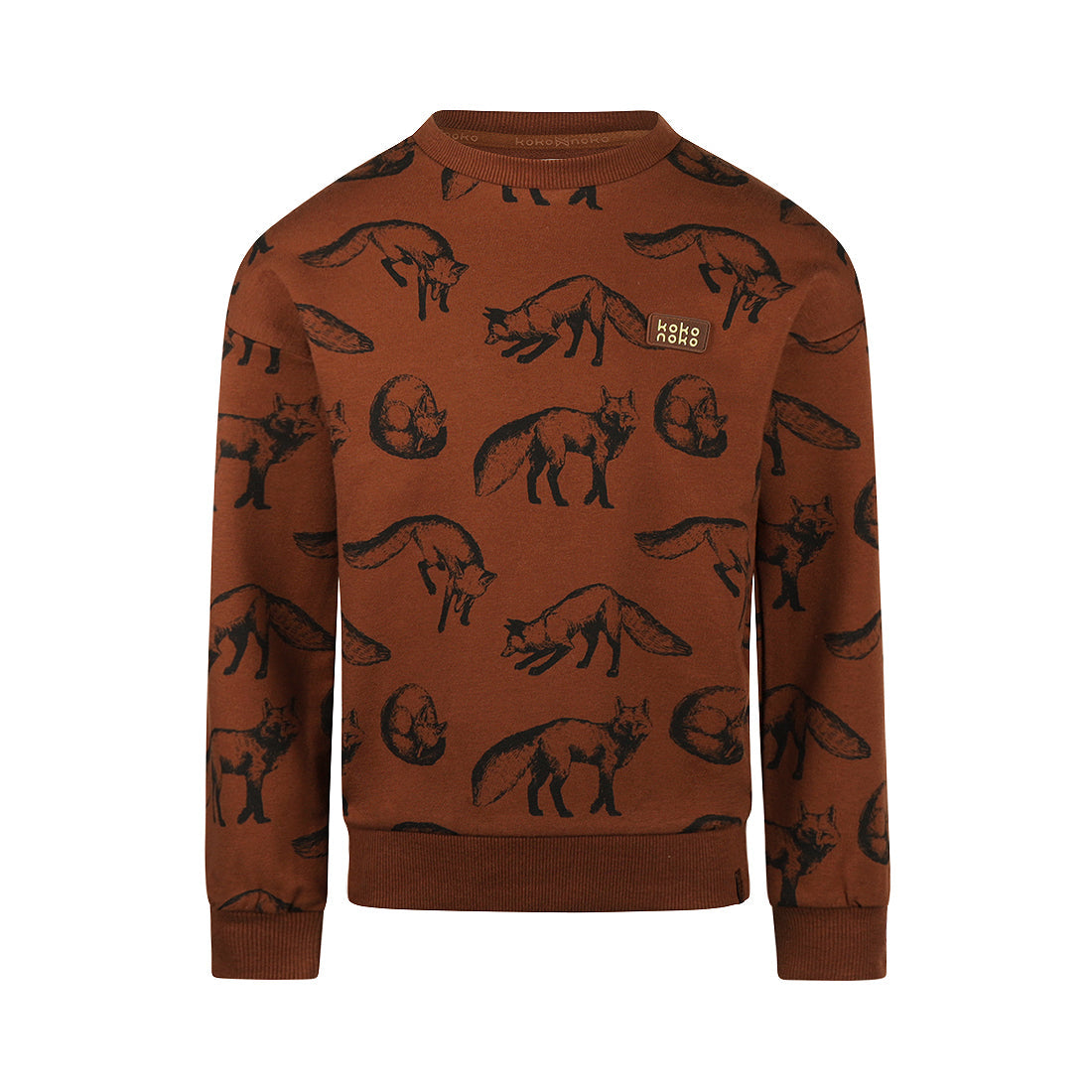 Jongens Sweater dropped shoulder with crewneck van Koko Noko in de kleur Brown in maat 128.