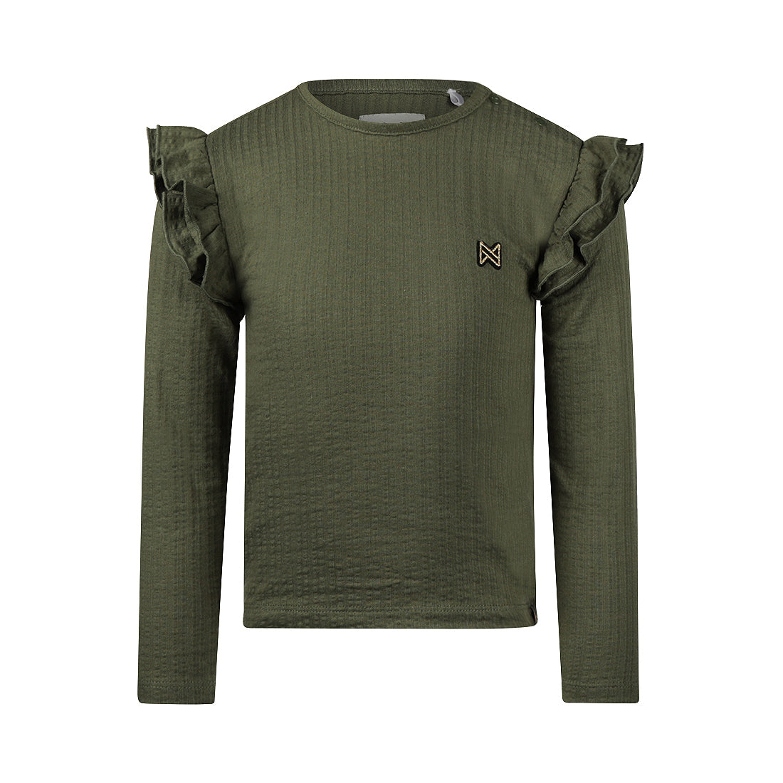 Meisjes T-shirt ls van Koko Noko in de kleur Army green in maat 128.