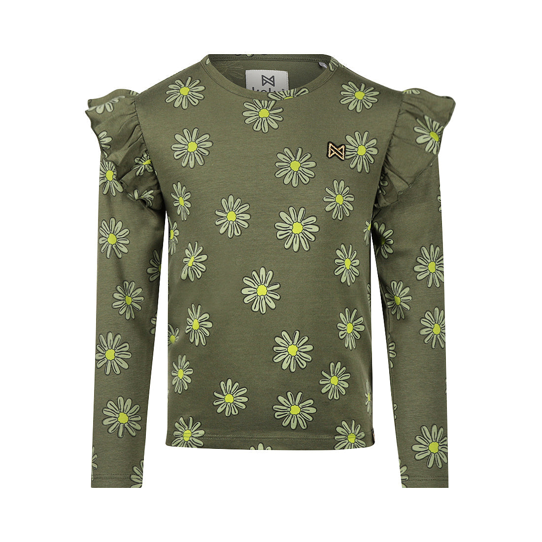 Meisjes T-shirt ls van Koko Noko in de kleur Army green in maat 128.