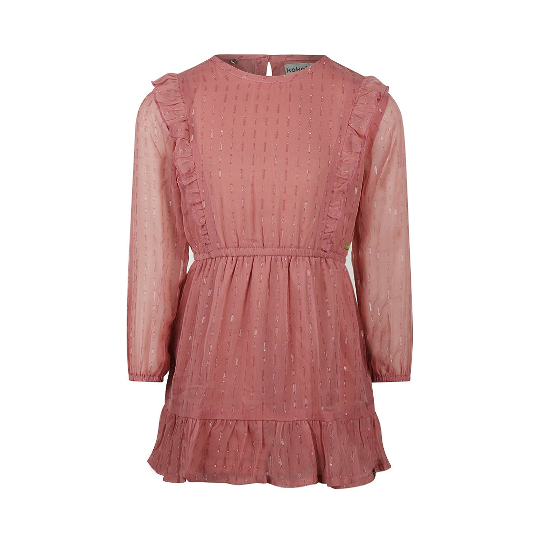 Meisjes Dress ls van Koko Noko in de kleur Dark old pink in maat 128.