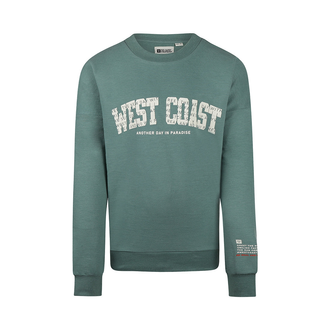 Jongens Sweater oversized van No Way Monday in de kleur Dusty green in maat 164.