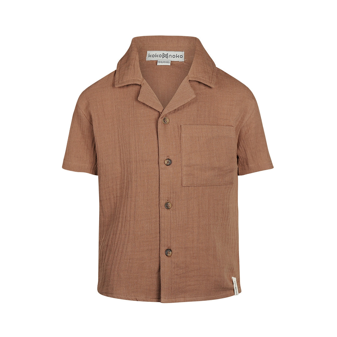 Jongens Blouse ss van Koko Noko in de kleur Faded brown in maat 128.