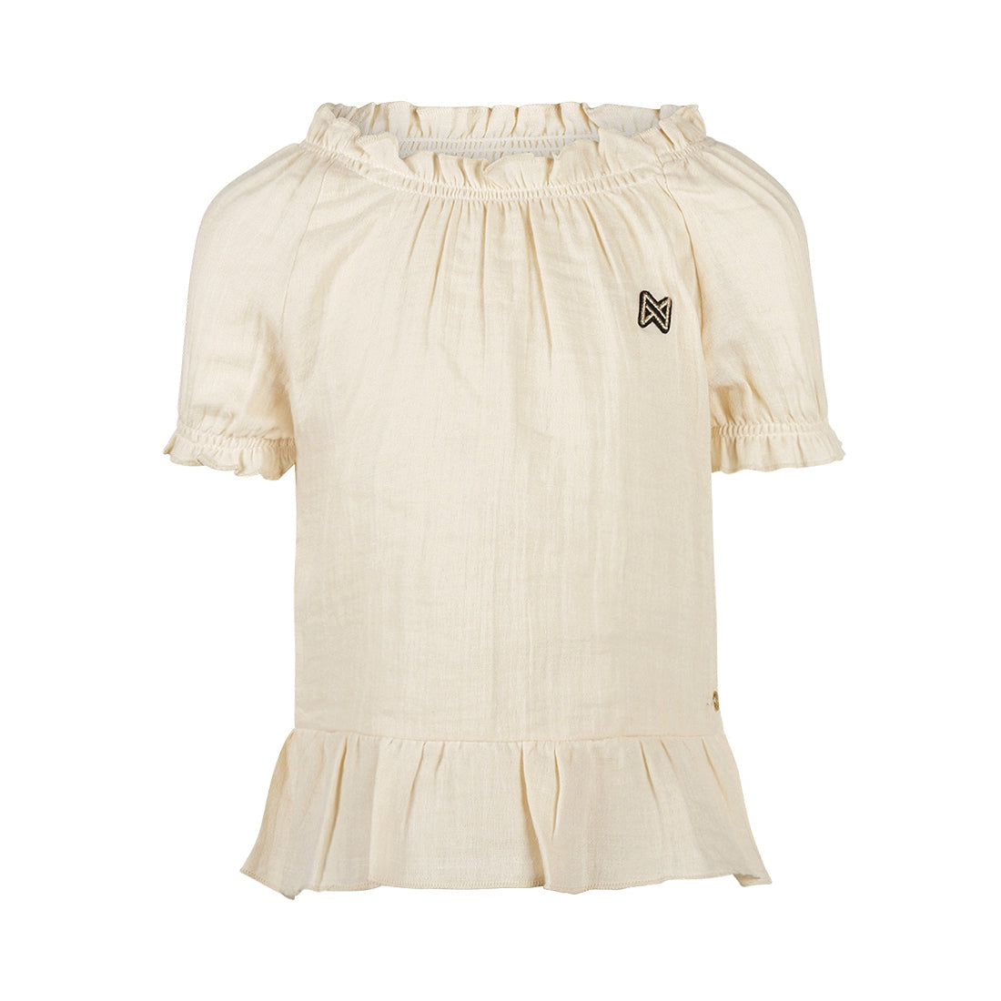 Meisjes T-shirt ss van Koko Noko in de kleur Off white in maat 128.