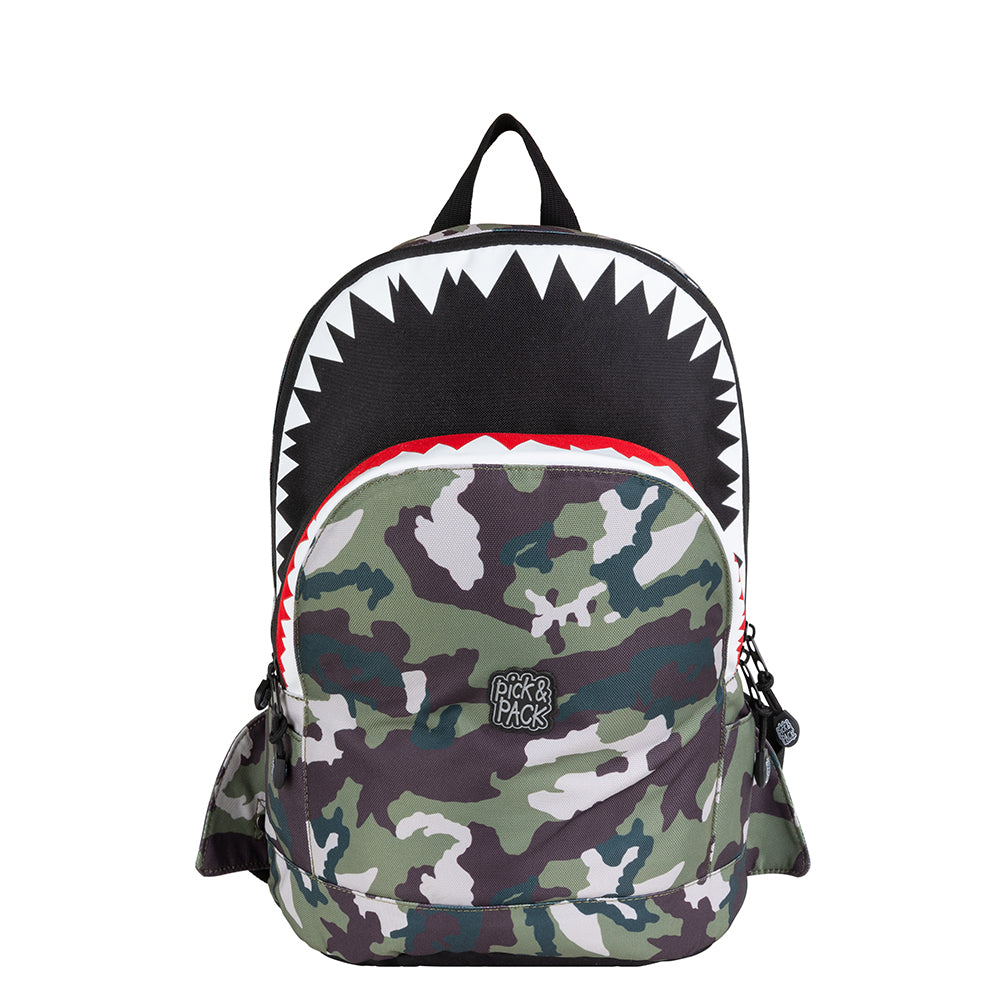 Pick & Pack Rugzak Boys - Shark Shape Backpack M - Camo
