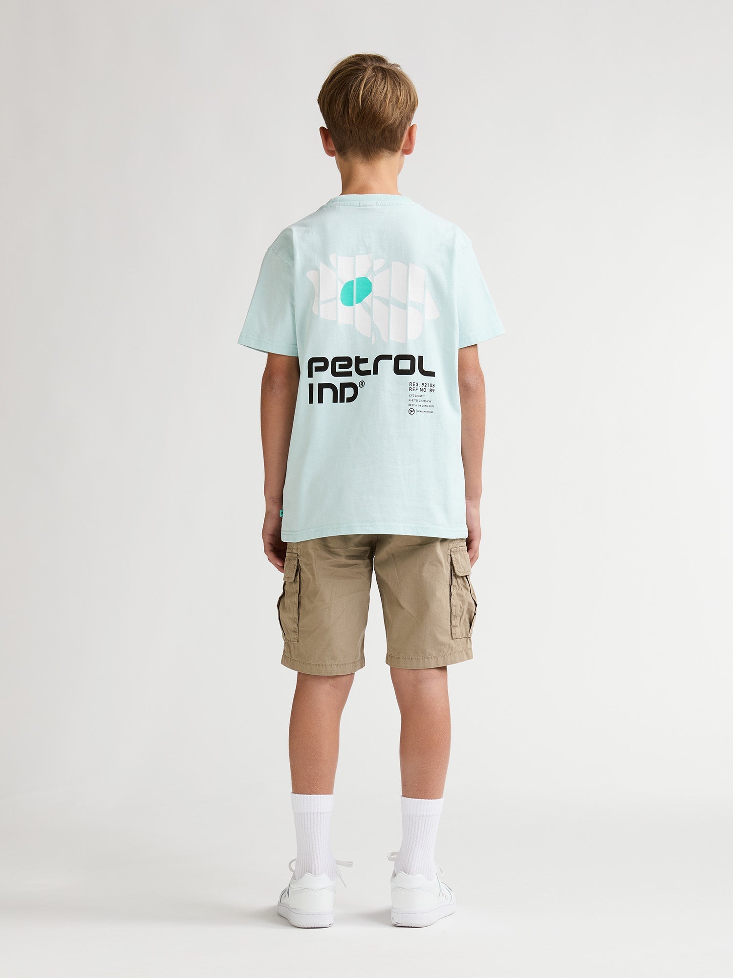 Jongens T-Shirt SS Classic Print van Petrol in de kleur Cool Mint in maat 176.