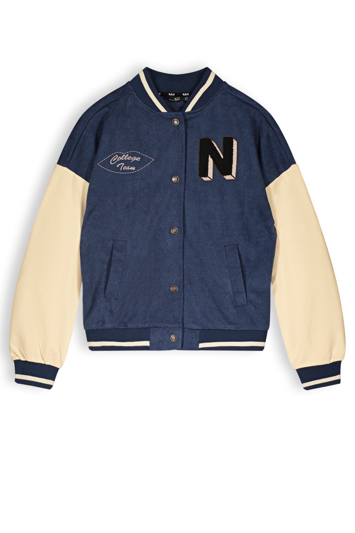 Meisjes Barsy girls varsity jacket navy van NoBell in de kleur Navy Blazer in maat 158-164.