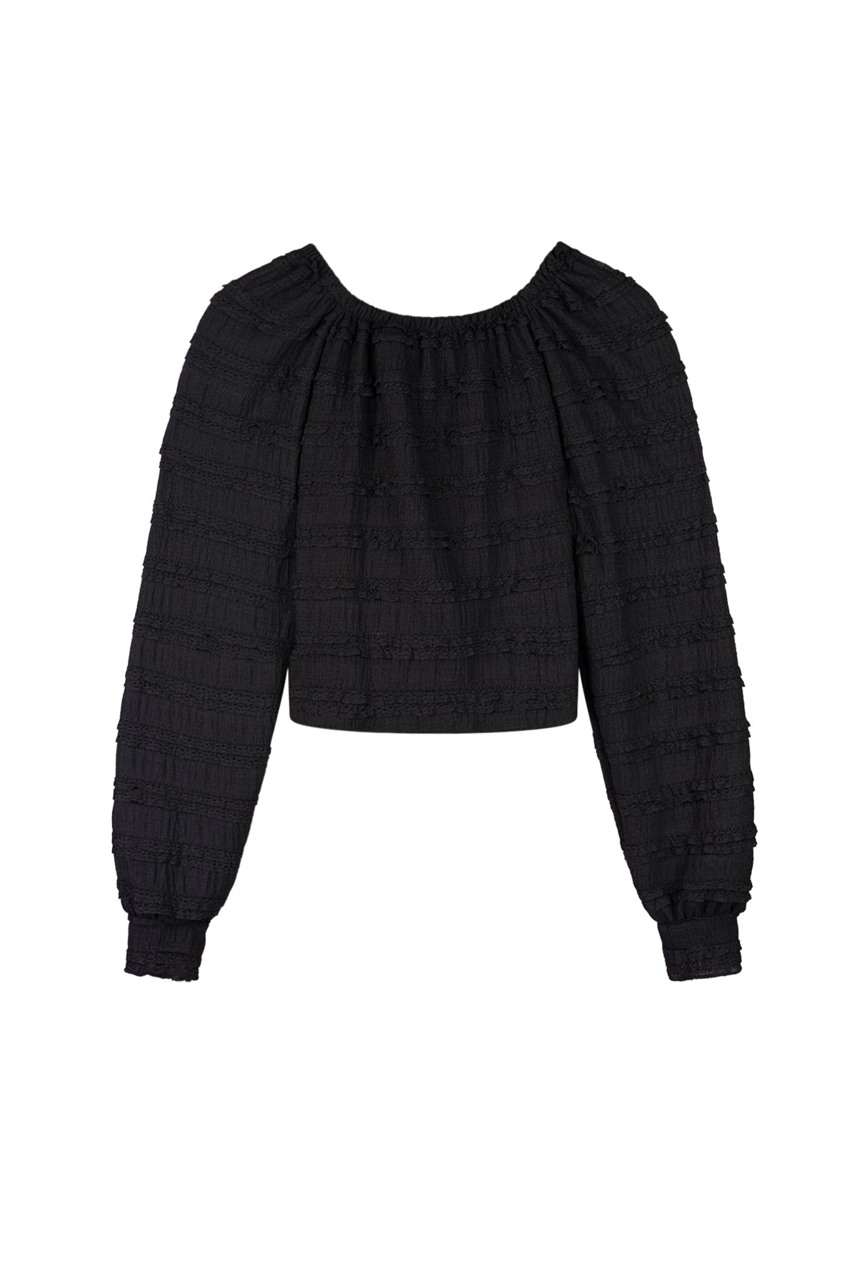 Meisjes Kessy Ruffled l/sl top van NoBell in de kleur Jet Black in maat 170-176.