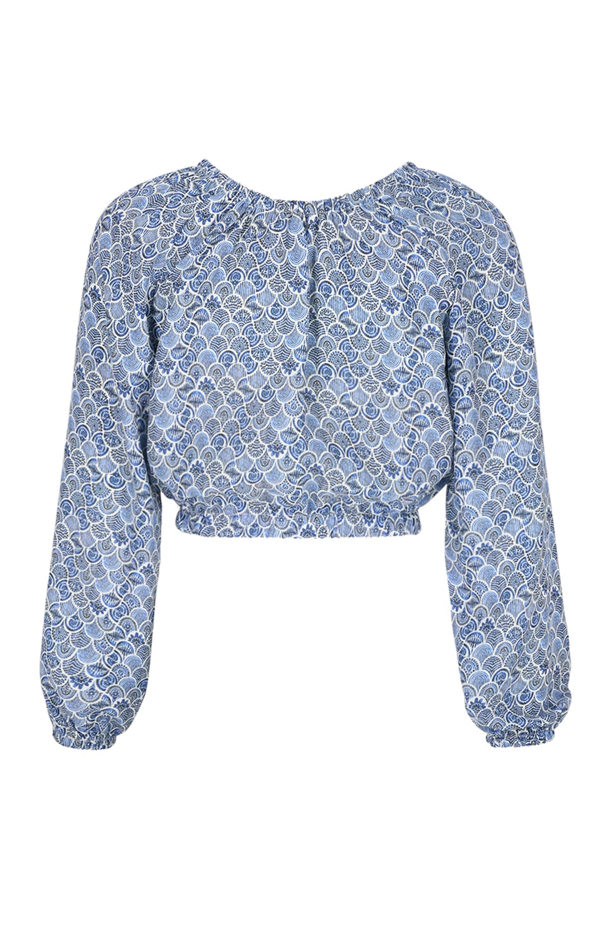 Meisjes Timra Cropped Blouse L/SL van Girls Teens in de kleur Azure Blue in maat 170-176.