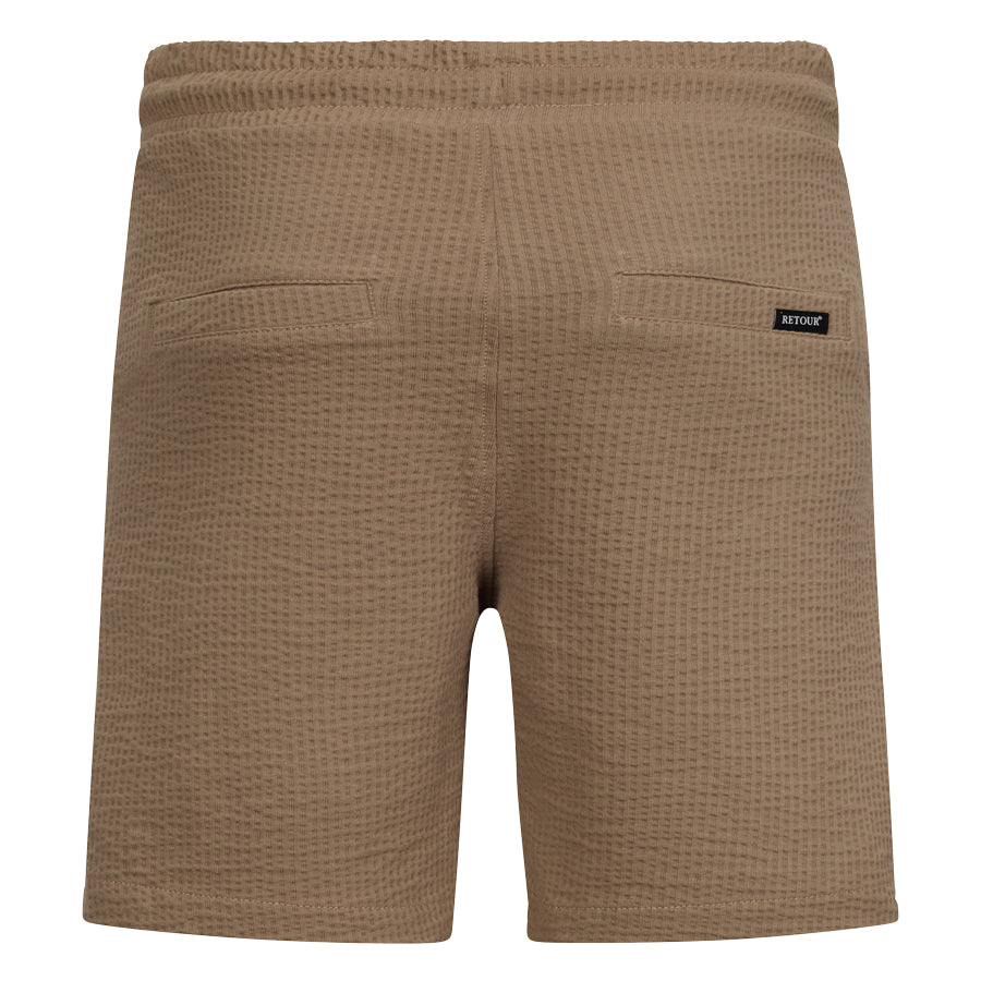 Jongens Sweat shorts Jones van RETOUR in de kleur camel in maat 182-188.