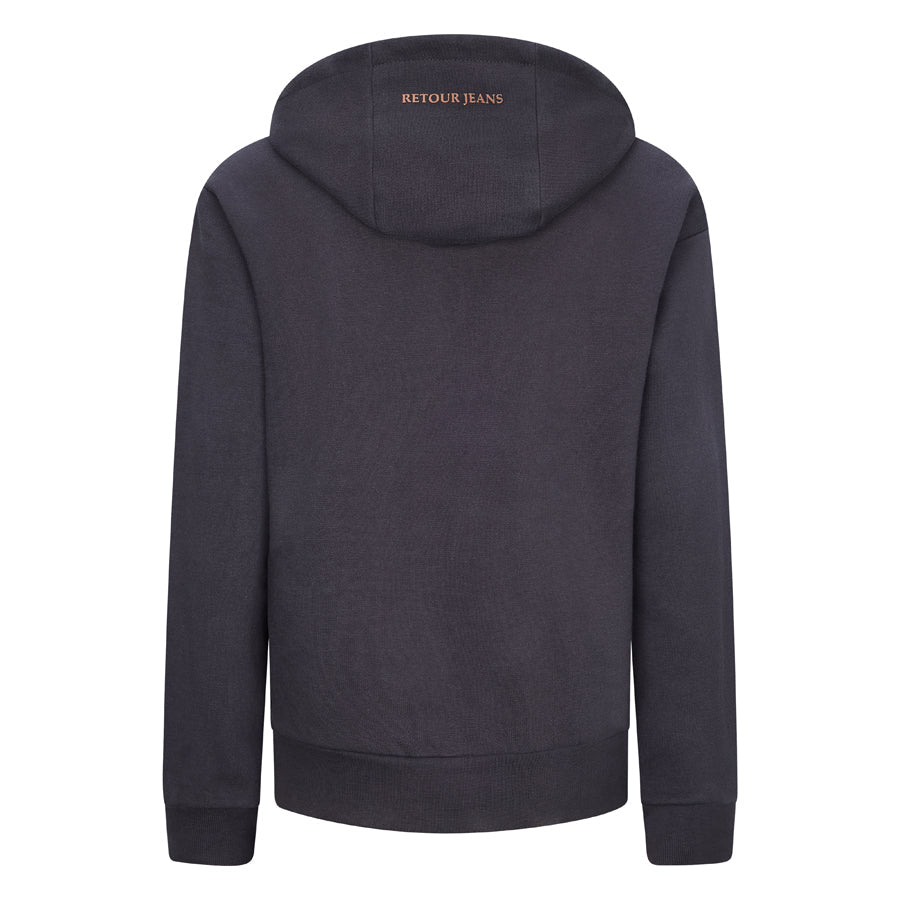 Jongens Hooded sweater Jorrit van RETOUR in de kleur dark raisin in maat 182-188.