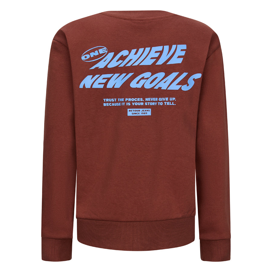Jongens Crewneck sweater Kelto van RETOUR in de kleur port in maat 182-188.