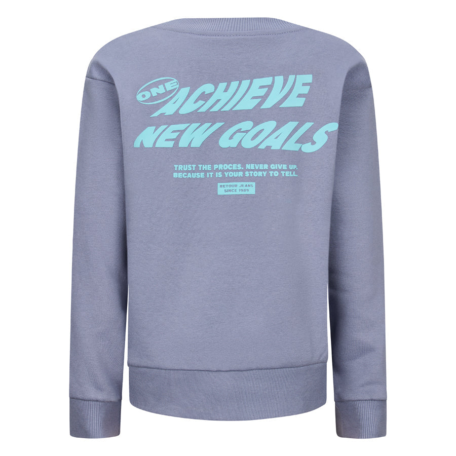 Jongens Crewneck sweater Kelto van RETOUR in de kleur grey violet/ corn flower in maat 182-188.