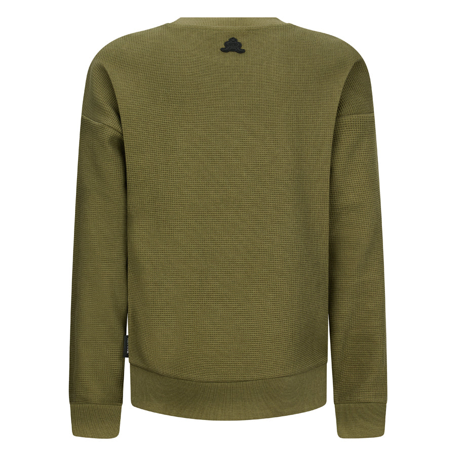 Jongens Crewneck Sweater Gabriel van RETOUR in de kleur dusty olive in maat 182-188.