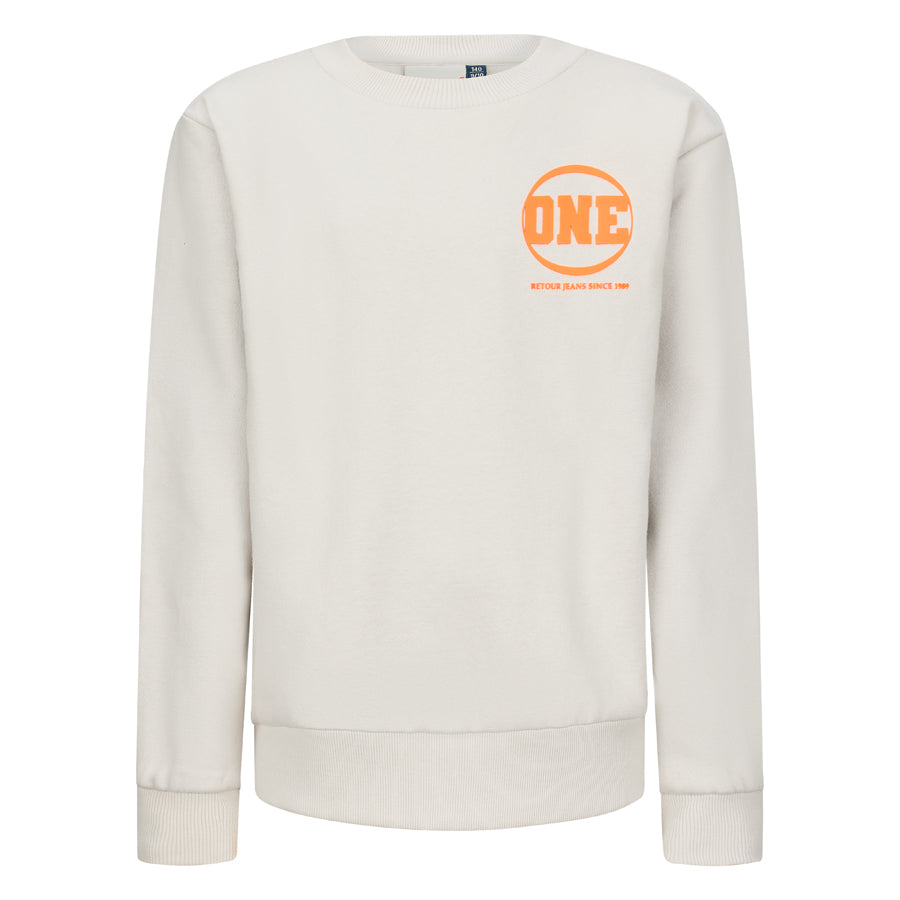 Jongens Crewneck sweater Joshua van RETOUR in de kleur light grey in maat 182-188.