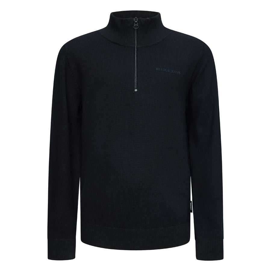 Jongens Knitwear with collar Charles van RETOUR in de kleur black in maat 182-188.