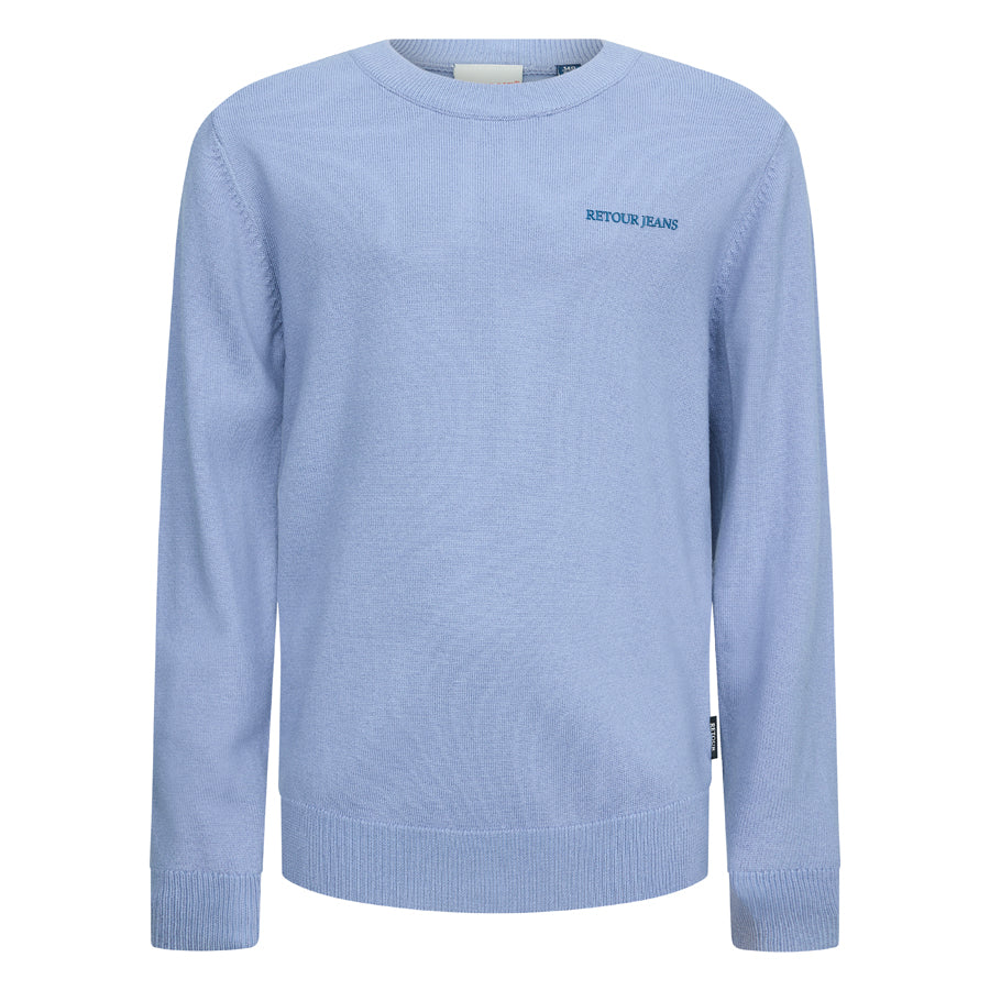 Jongens Knitwear pullover Fonzo van RETOUR in de kleur grey violet/ corn flower in maat 182-188.