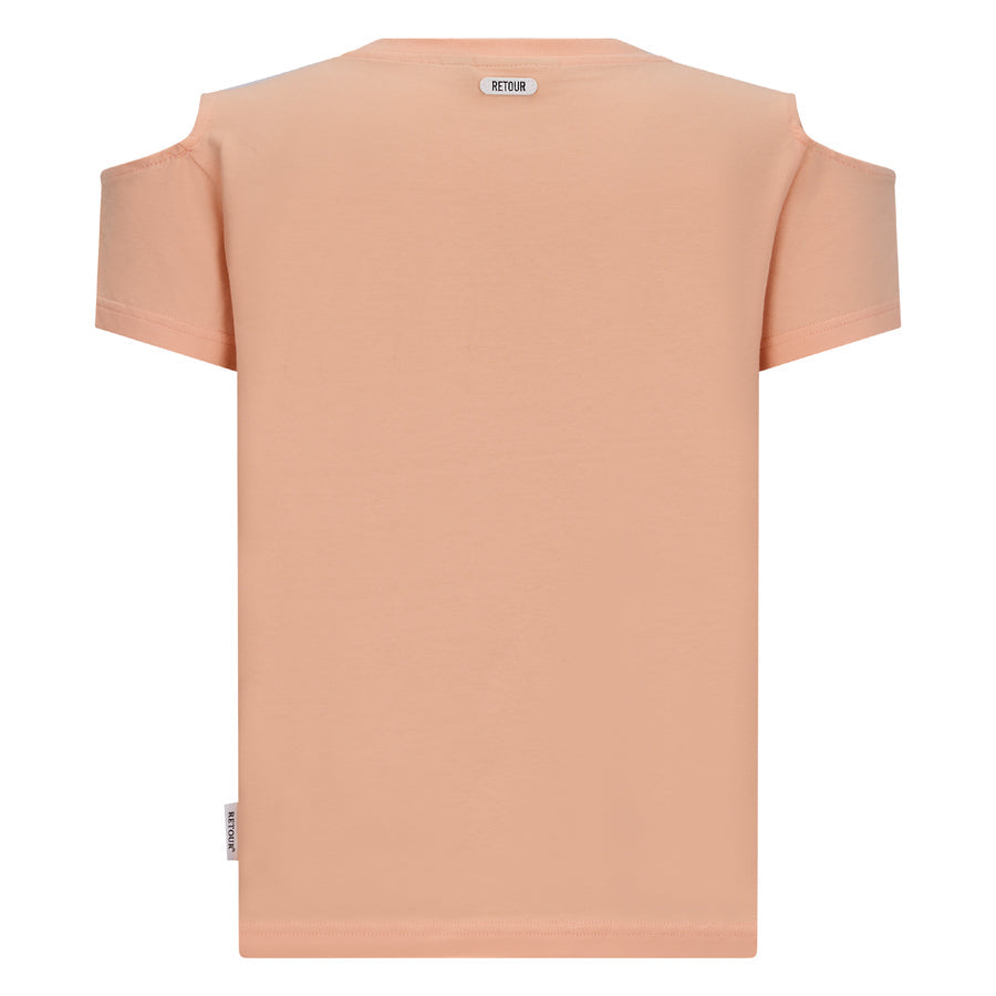 Meisjes T-Shirt Flore van RETOUR in de kleur papaya in maat 182-188.