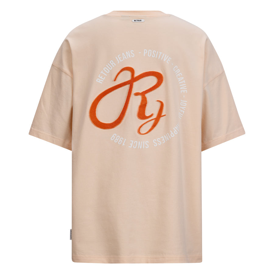 Meisjes Oversized t-shirt Jolene van RETOUR in de kleur bleached peach in maat 182-188.