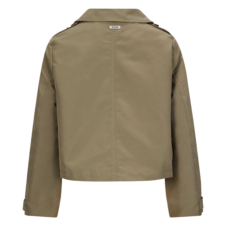 Meisjes Summer Jacket Holly van RETOUR in de kleur dark khaki in maat 158-164.