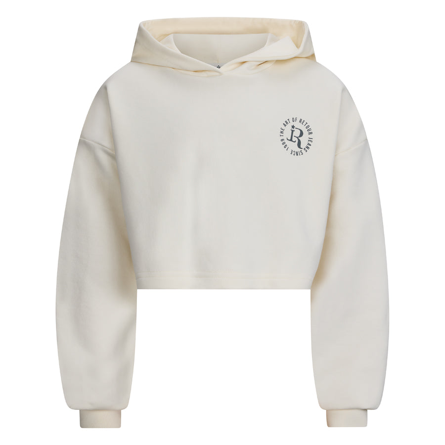 Meisjes Hooded cropped sweater Guana van RETOUR in de kleur optical white in maat 182-188.