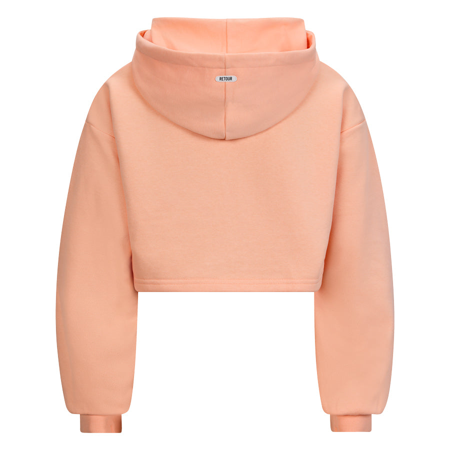 Meisjes Hooded cropped sweater Bibi van RETOUR in de kleur papaya in maat 182-188.
