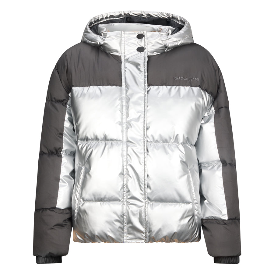 Meisjes Jacket Pom van RETOUR in de kleur silver in maat 170-176.