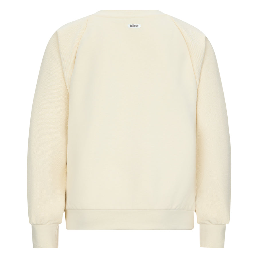 Meisjes Crewneck sweater Robyn van RETOUR in de kleur light beige in maat 182-188.