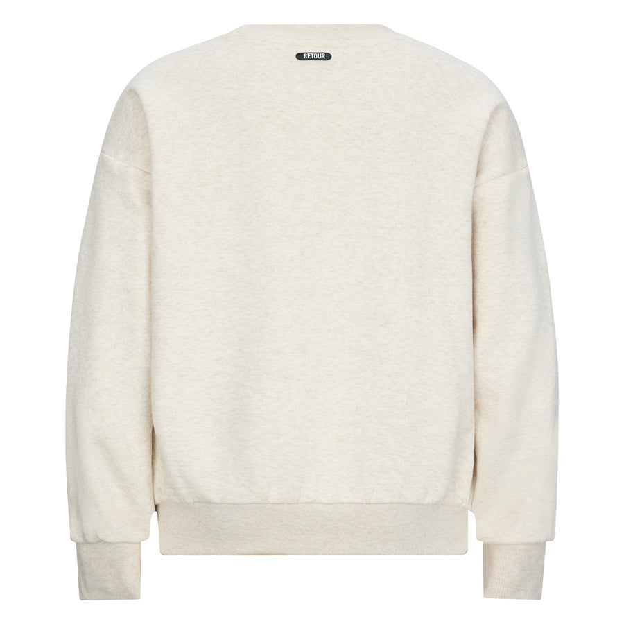 Meisjes Crewneck sweater Renske van RETOUR in de kleur sand melange in maat 182-188.