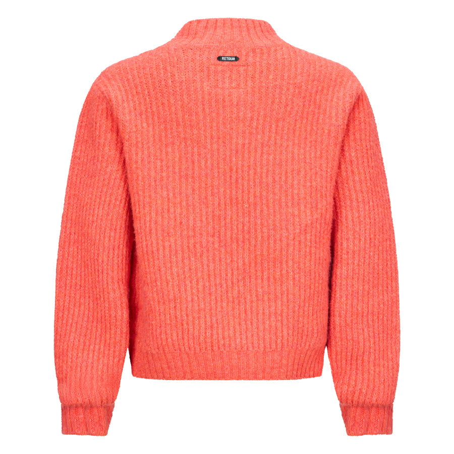 Meisjes Knitwear pullover Nova van RETOUR in de kleur bright coral in maat 182-188.