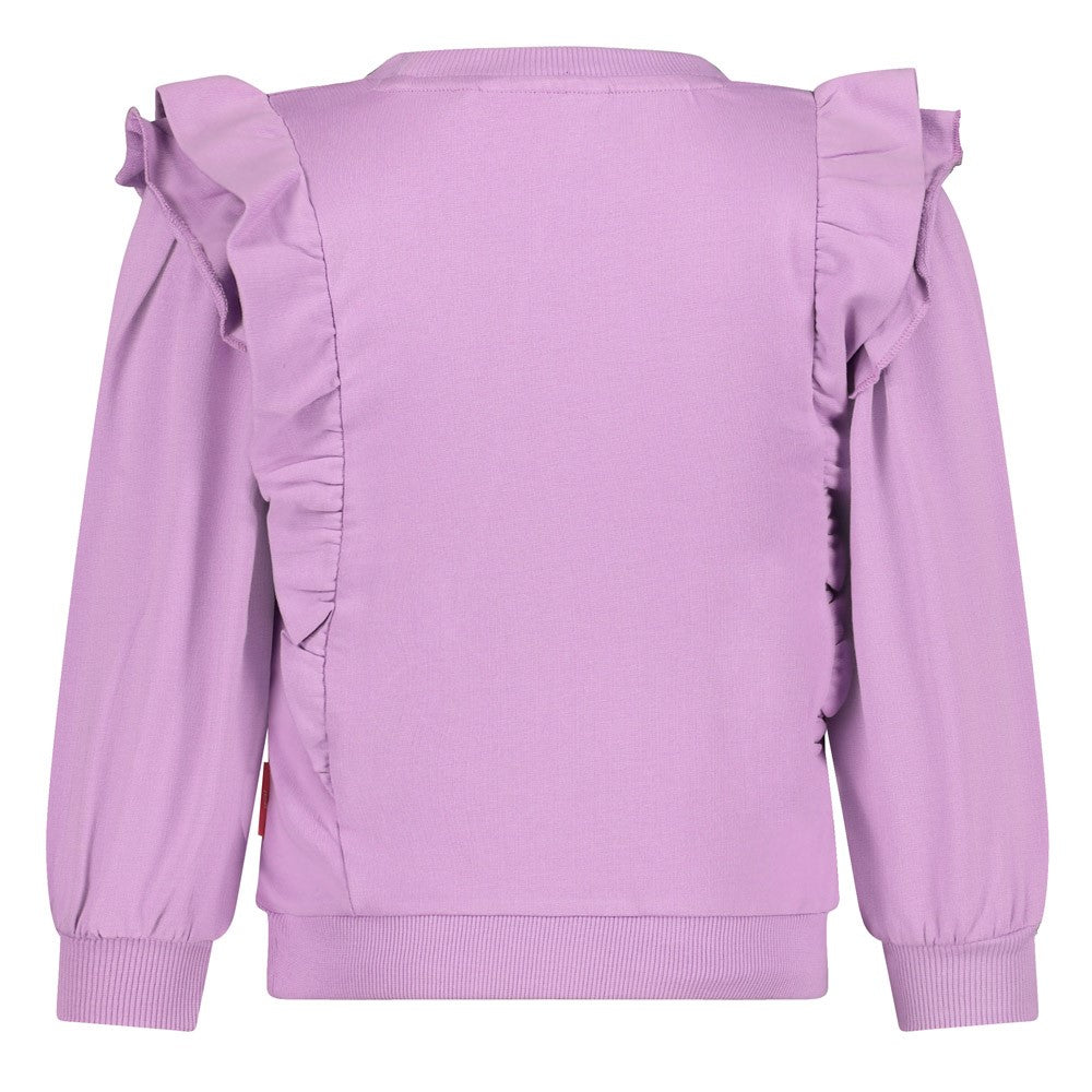 Meisjes Sweater ruches - Picknick Perfect van Jubel in de kleur Lila in maat 128.