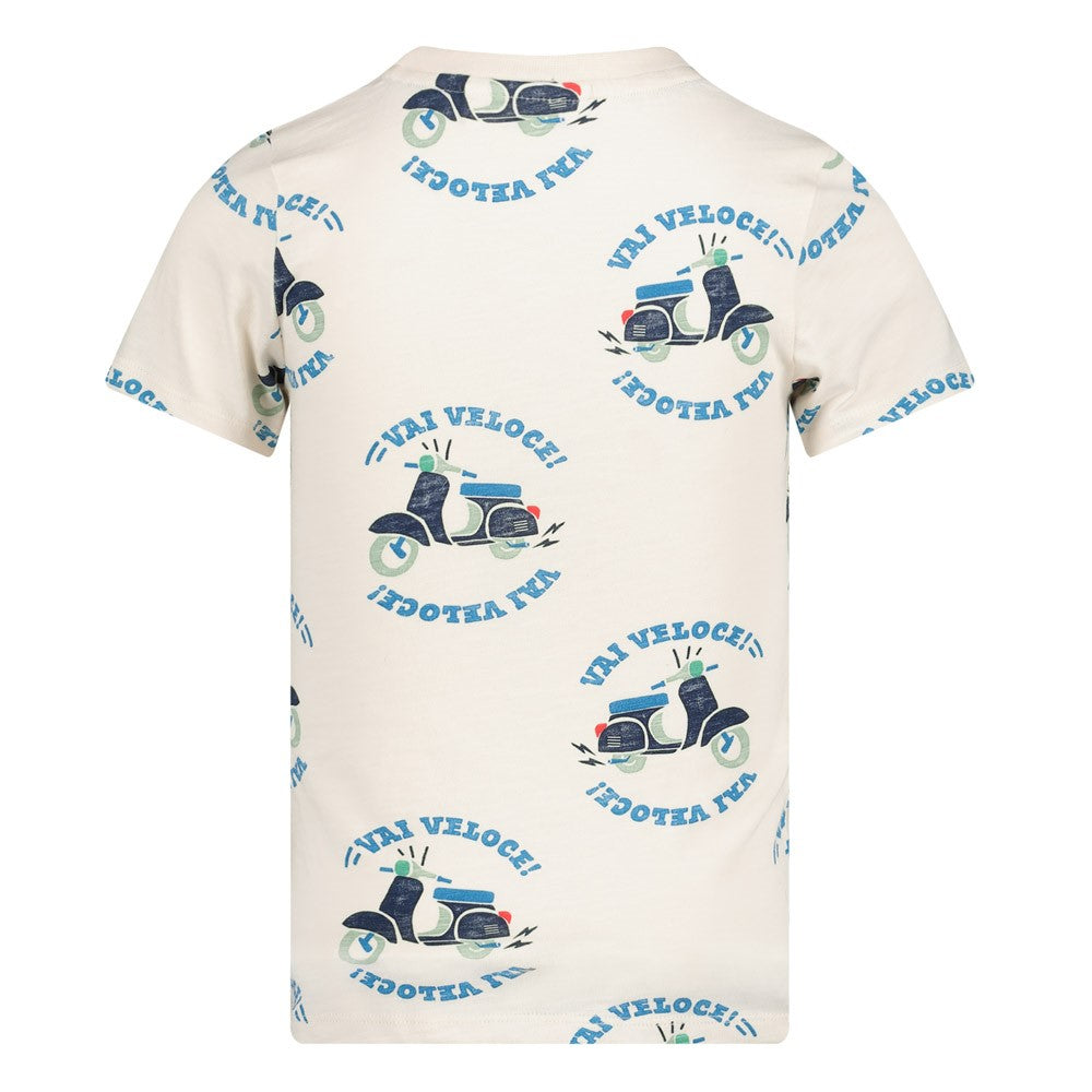 Jongens T-shirt AOP - The Good Life van Sturdy in de kleur Off white in maat 128.