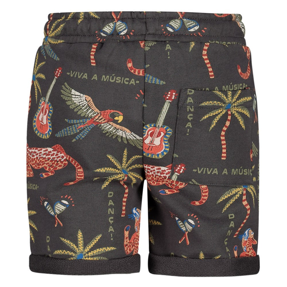 Jongens Short AOP - Happy Rio van Sturdy in de kleur Antraciet in maat 128.