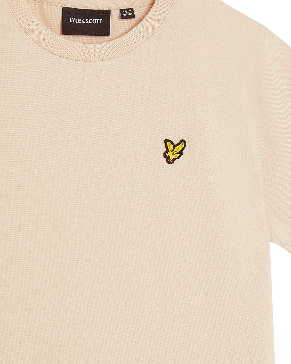 Jongens Plain T-shirt van Lyle & Scott in de kleur W503 Putty in maat 170-176.