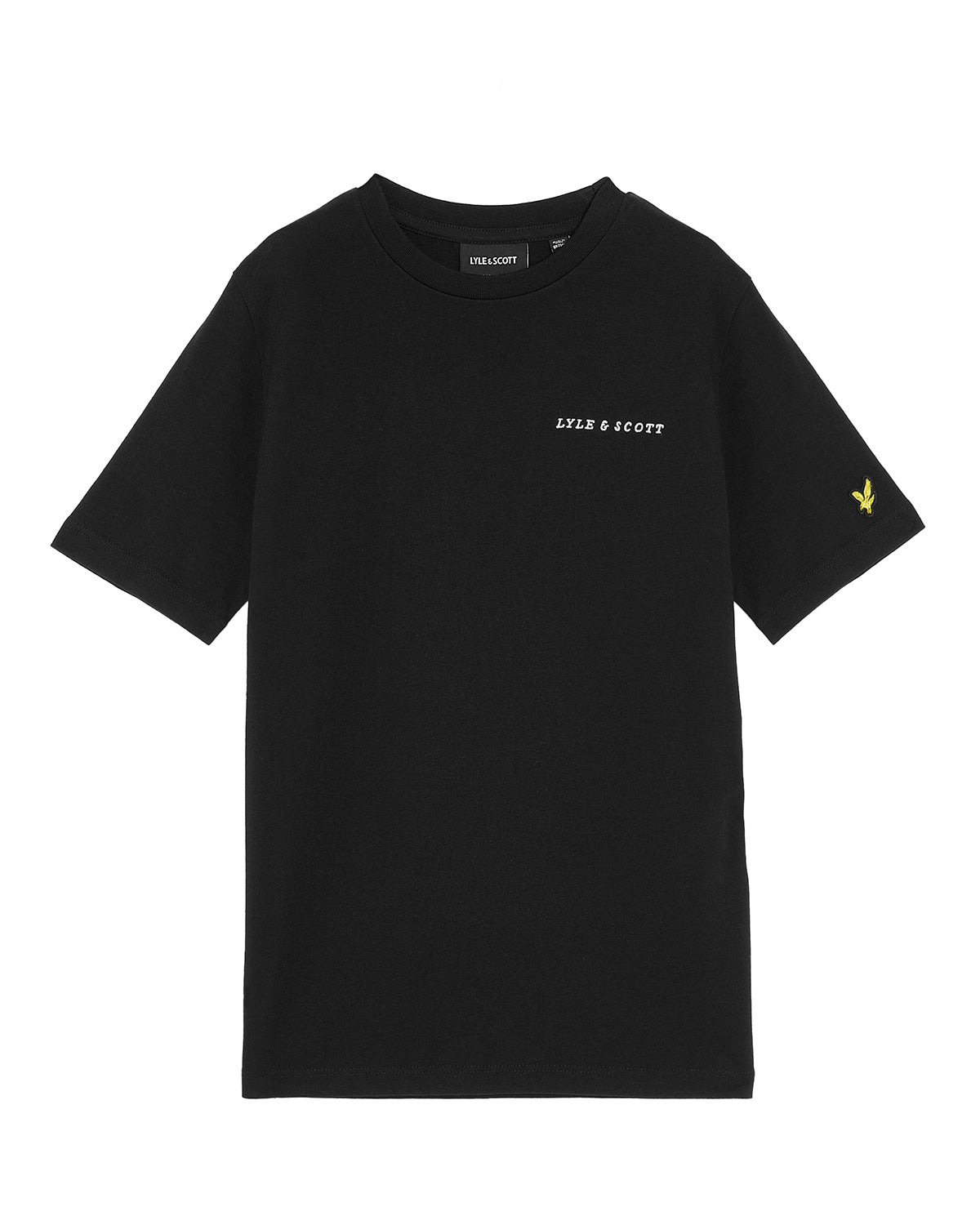 Jongens Script Embroidered T-shirt van Lyle & Scott in de kleur Z865 Jet Black in maat 170-176.