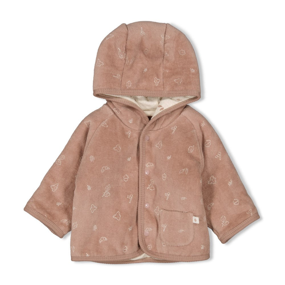 Unisexs Omkeerbaar jasje velours met capuchon - Fall Favorites van Feetje in de kleur Bruin in maat 62.