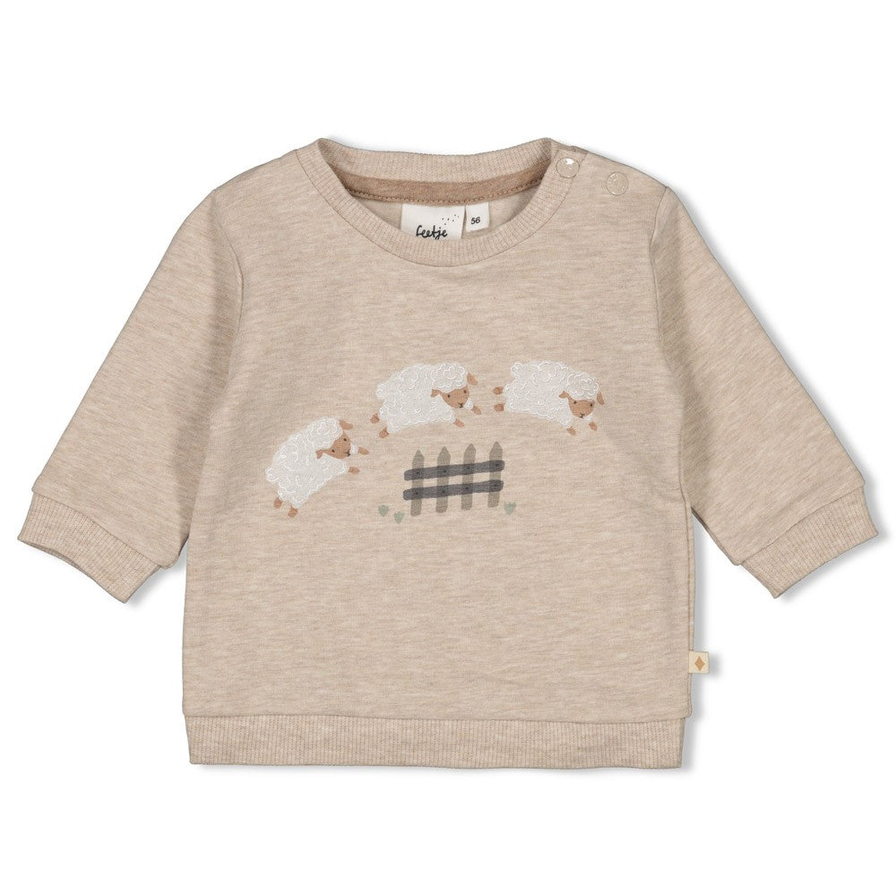 Unisexs Sweater - Sleepy Sheepy van Feetje in de kleur Bruin in maat 62.