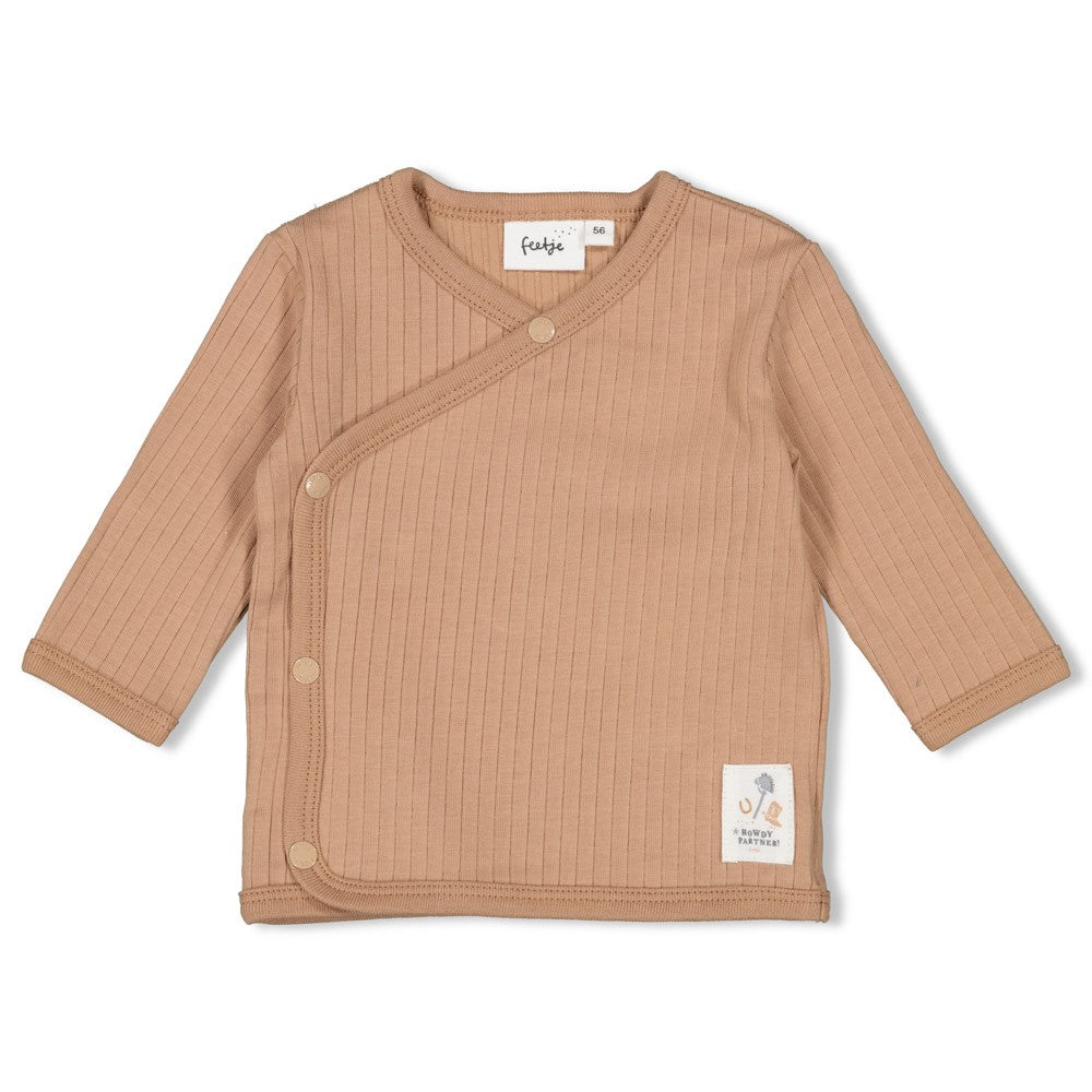Jongens Overslagshirt rib - Howdy van Feetje in de kleur Bruin in maat 62.