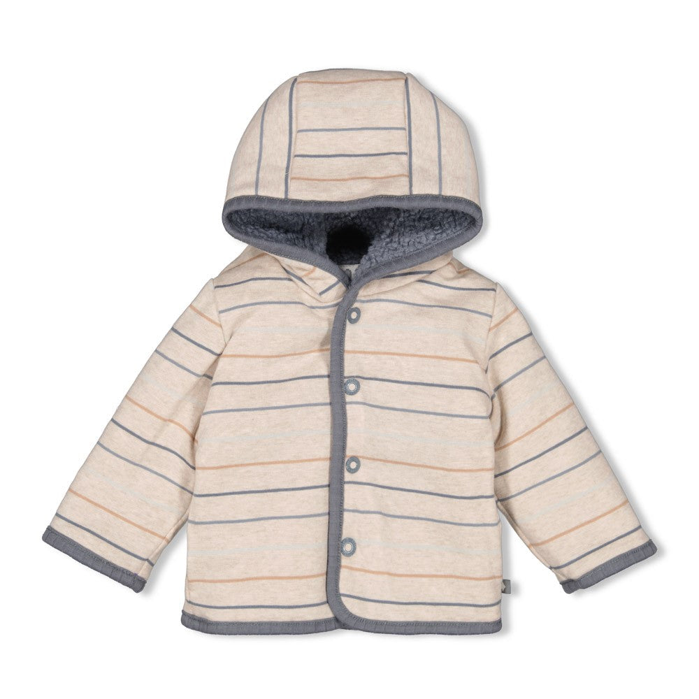 Jongens Bouclé omkeerbaar jasje met capuchon - Howdy van Feetje in de kleur Blauw in maat 62.