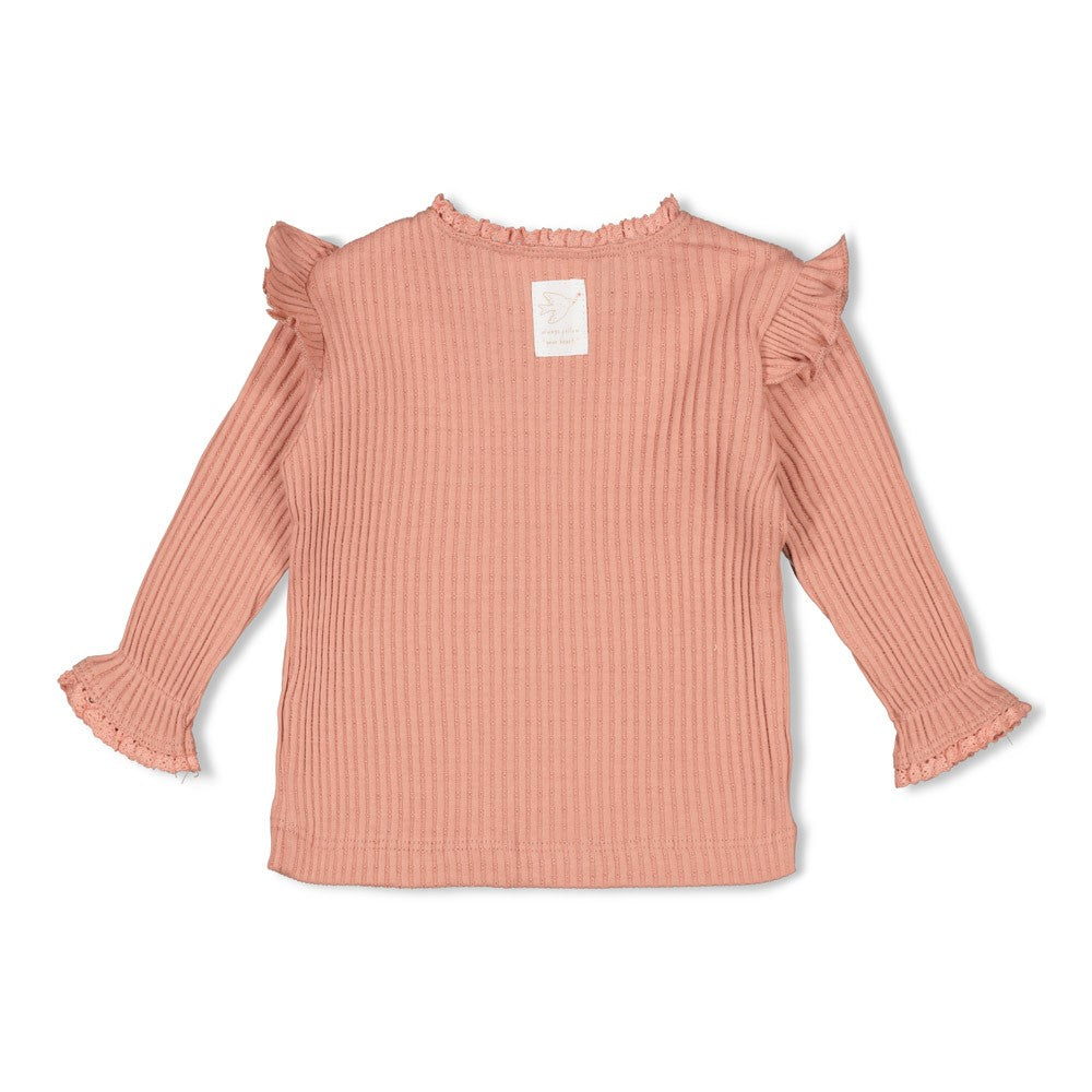 Meisjes Longsleeve ajour rib - Morning Sun van Feetje in de kleur Roze in maat 62.