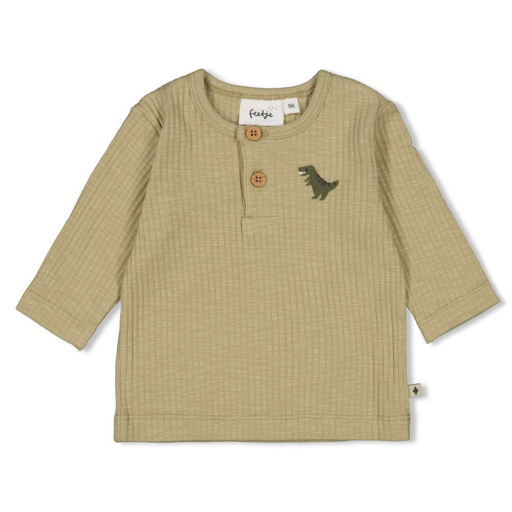 Jongens Longsleeve rib - Rawrsome van Feetje in de kleur Groen in maat 86.