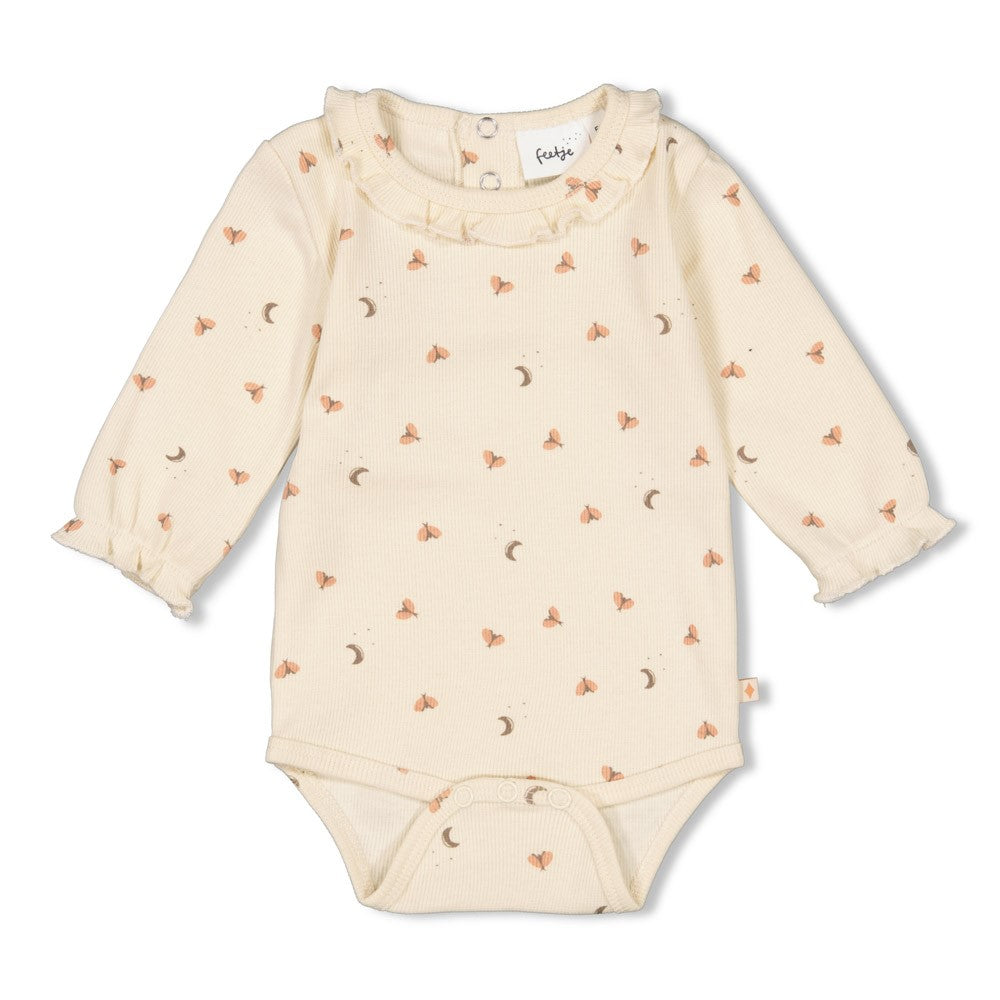 Meisjes Romper rib AOP - Dancing In The Moonlight van Feetje in de kleur Off White in maat 86.