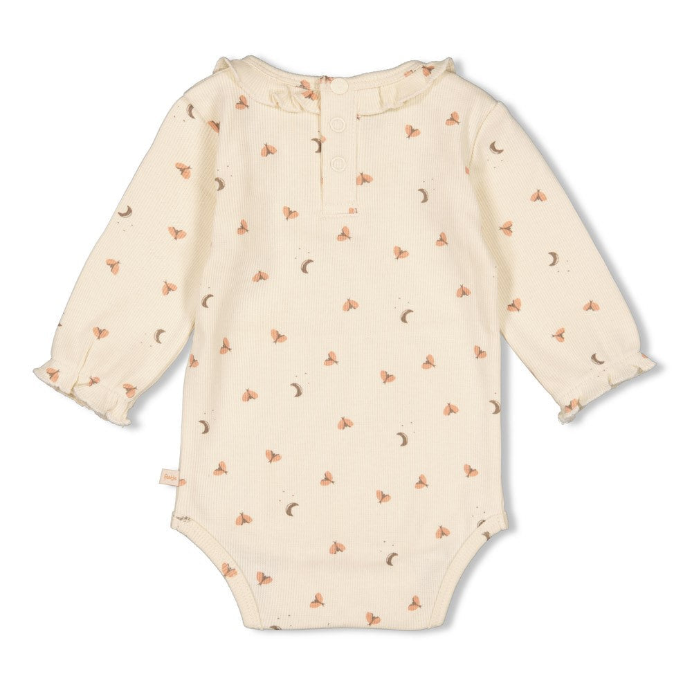 Meisjes Romper rib AOP - Dancing In The Moonlight van Feetje in de kleur Off White in maat 86.